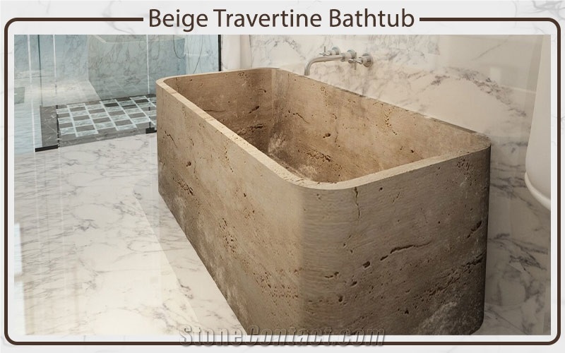 Beige Travertine Bathtub