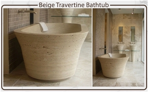 Beige Travertine Bathtub