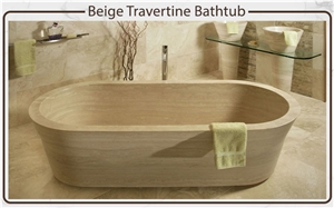 Beige Travertine Bathtub