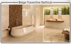 Beige Travertine Bathtub