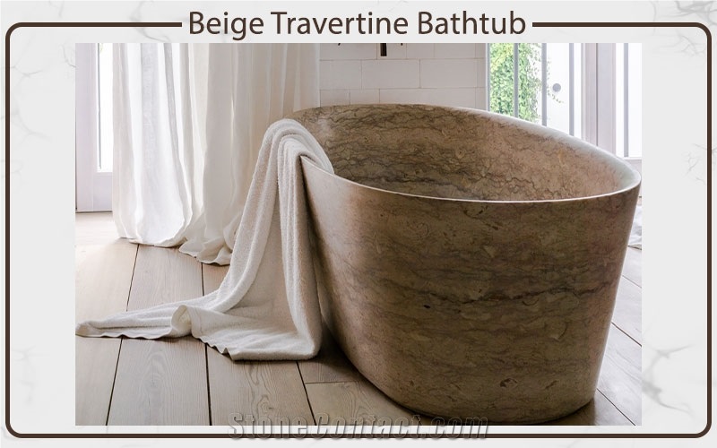 Beige Travertine Bathtub