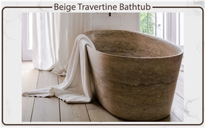 Beige Travertine Bathtub