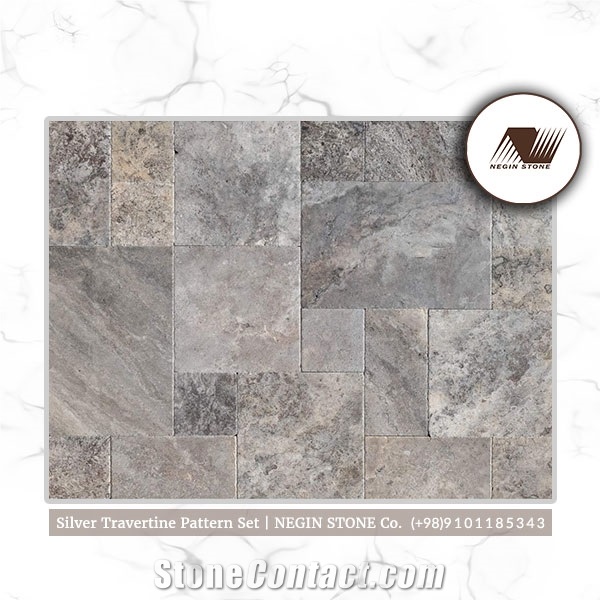 Silver Travertine Pattern Set