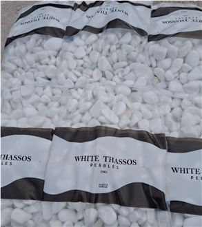 Pure White Pebbles, Thassos Marble Pebble Stone