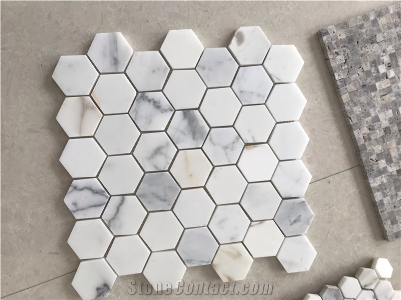 Calacatta Gold White Natural Marble Mosaic Pattern Tiles