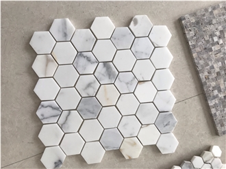 Calacatta Gold White Natural Marble Mosaic Pattern Tiles