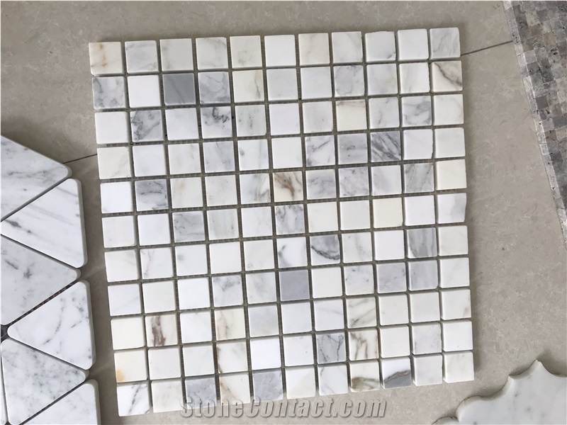 Calacatta Gold White Natural Marble Mosaic Pattern Tiles