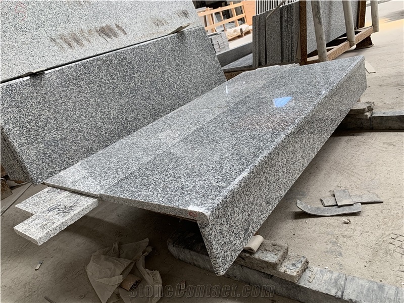 Chinese Grey Granite Stone Steps And Risers Polished Stairs Round Edge