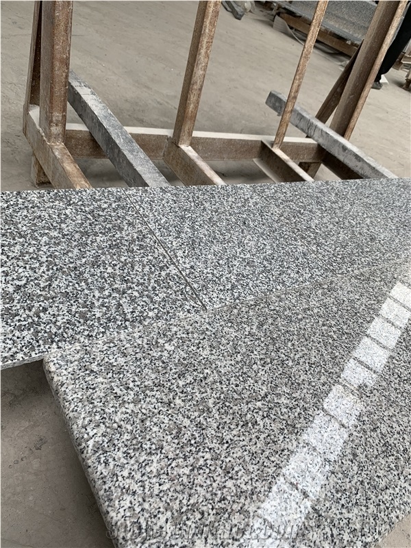 Chinese Grey Granite Stone Steps And Risers Polished Stairs Round Edge