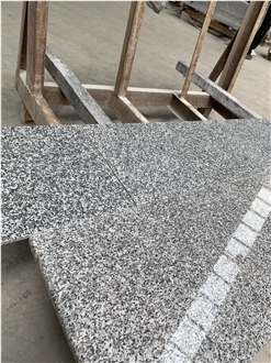 Chinese Grey Granite Stone Steps And Risers Polished Stairs Round Edge