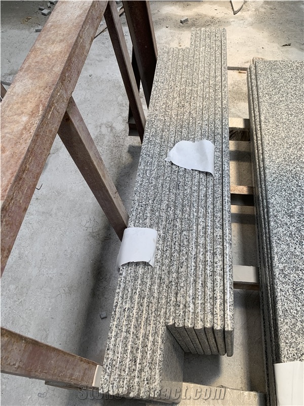 Chinese Grey Granite Stone Steps And Risers Polished Stairs Round Edge
