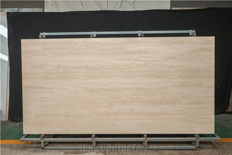 1600X3200x12 Mm Yellow Travertine Texture Sintered Stone Slabs