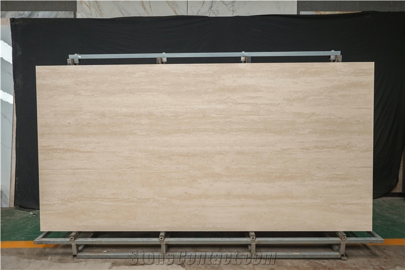 1600X3200x12 Mm Yellow Travertine Texture Sintered Stone Slabs