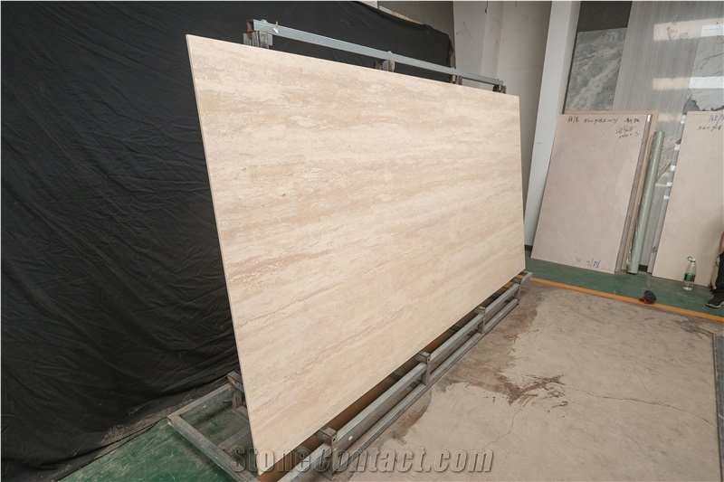 1600X3200x12 Mm Yellow Travertine Texture Sintered Stone Slabs