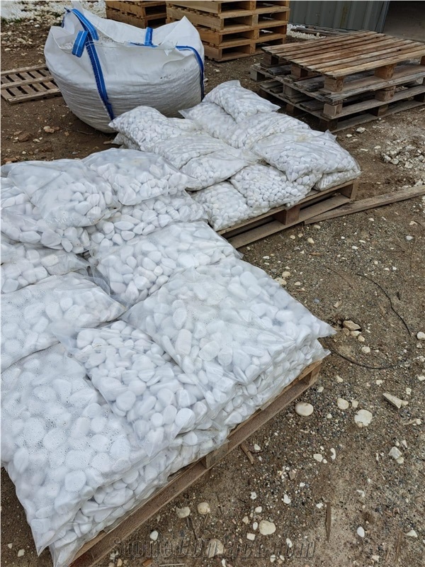 Tumbled White Marble Decorative Pebble Stone