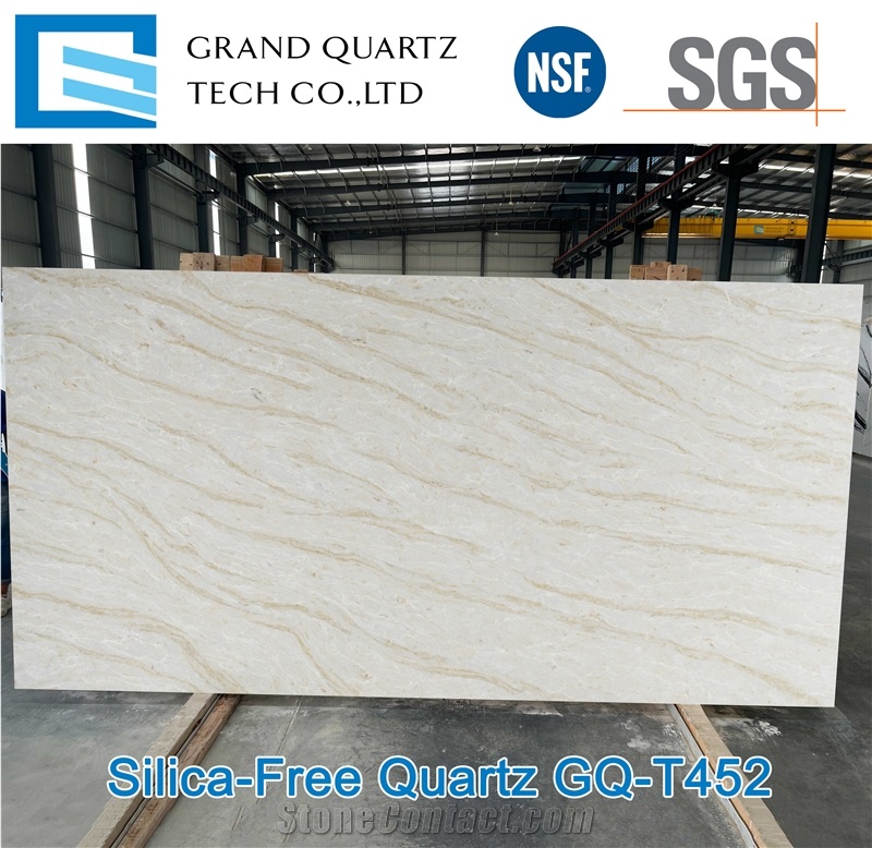 Silica-Free Calacatta Taj Mahal Quartz Slabs GQ-T452