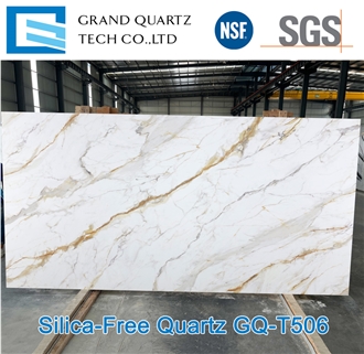 Silica-Free Calacatta Taj Mahal Quartz Slabs GQ-T452