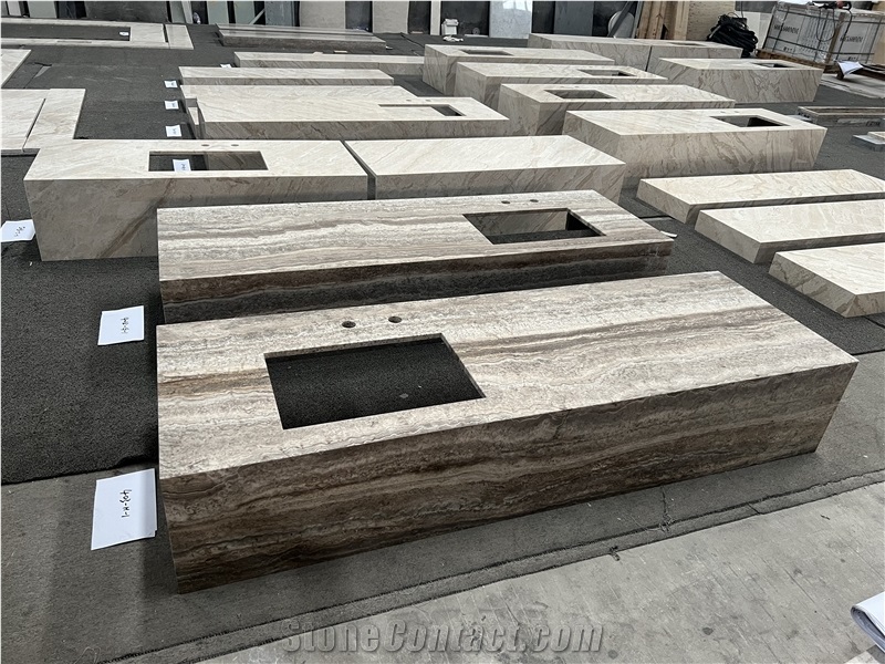 Persian Silver Travertine Polished Vanity Tops