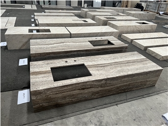 Persian Silver Travertine Polished Vanity Tops