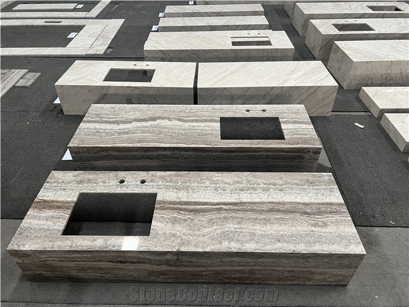 Persian Silver Travertine Polished Vanity Tops