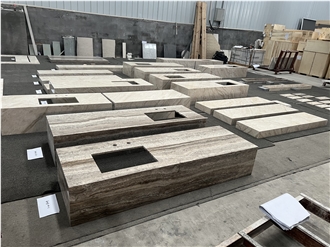 Persian Silver Travertine Polished Vanity Tops