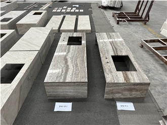 Persian Silver Travertine Polished Vanity Tops