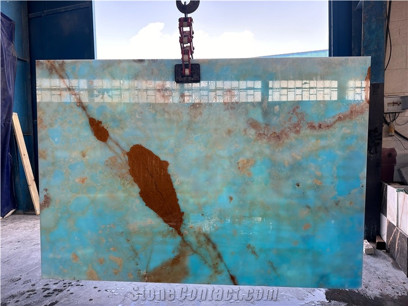 Blue Golden Persian Onyx Slabs