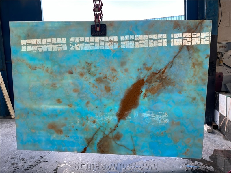 Blue Golden Persian Onyx Slabs