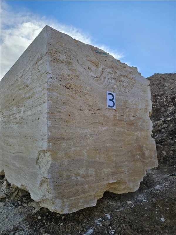 Light Beige Atashkooh Travertine Rough Block