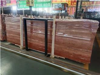 Red Travertine Polished And Honed Slabs