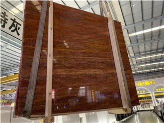 Red Travertine Polished And Honed Slabs