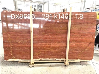 Red Travertine Polished And Honed Slabs