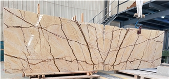 Sofitel Gold Marble Bookmatched Slabs Tiles