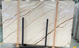 Sofitel Gold Marble Bookmatched Slabs Tiles