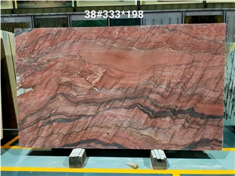 Brazil Exotic Stone Red Revolution Wave Quartzite Slabs