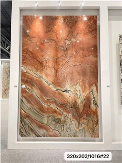 Brazil Exotic Stone Red Revolution Wave Quartzite Slabs