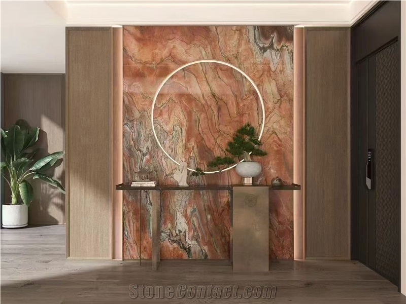 Brazil Exotic Stone Red Revolution Wave Quartzite Slabs