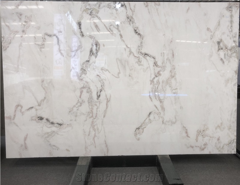 Polished White Caribbean Island Marble Dining Table Top