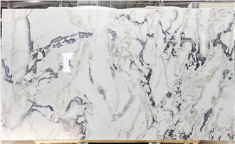 Polished White Caribbean Island Marble Dining Table Top