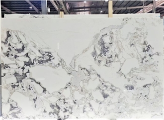 Polished White Caribbean Island Marble Dining Table Top
