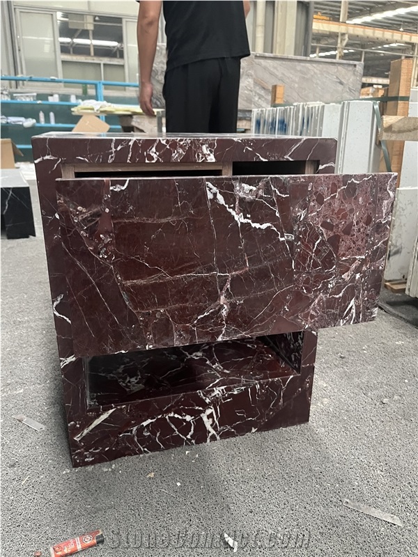 Rosso Levanto Red Marble Side Table