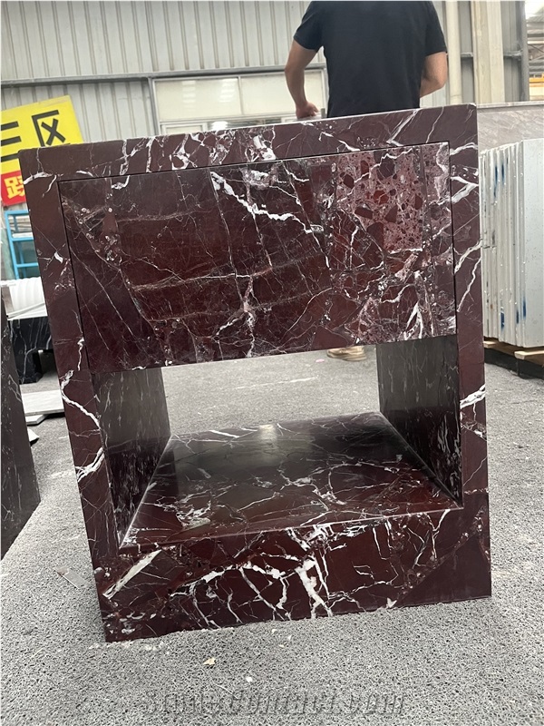 Rosso Levanto Red Marble Side Table