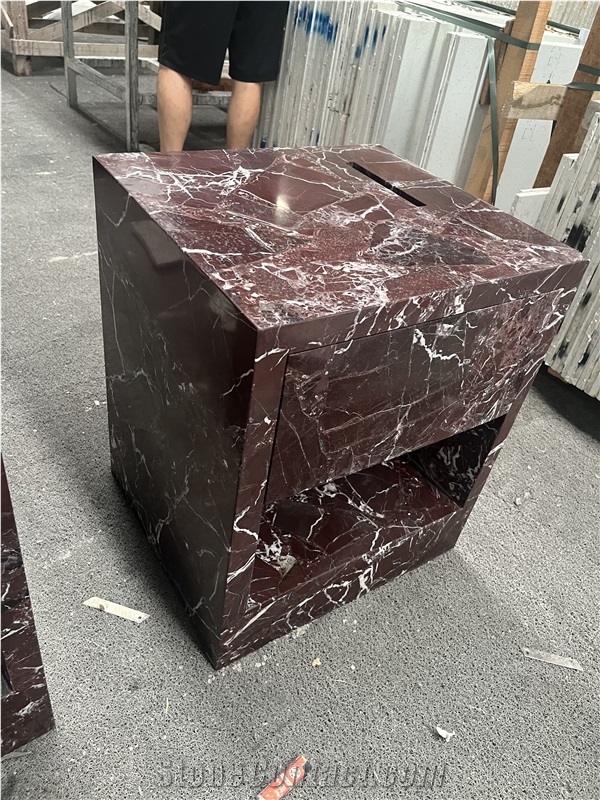 Rosso Levanto Red Marble Side Table