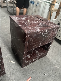 Rosso Levanto Red Marble Side Table