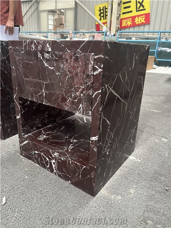 Rosso Levanto Red Marble Side Table