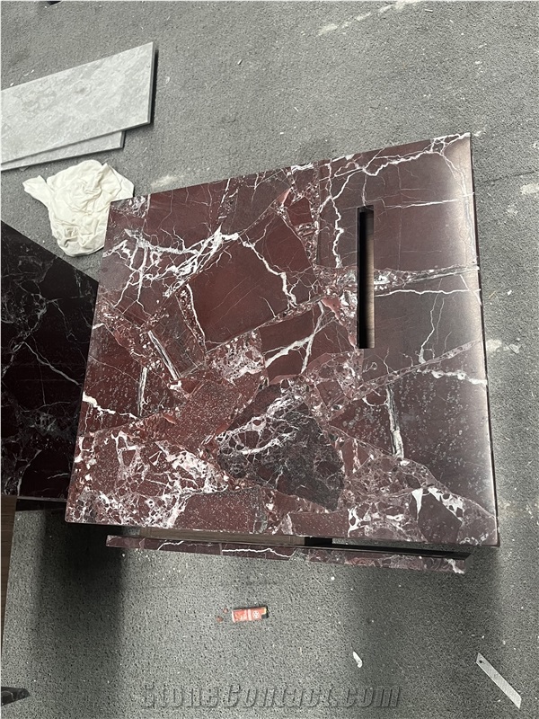 Rosso Levanto Red Marble Side Table