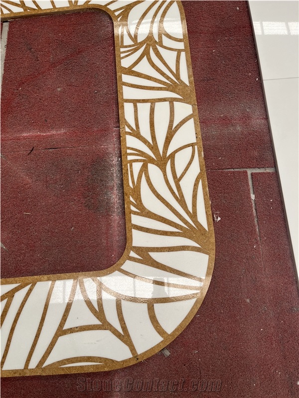 White Thassos With Yellow Marble Floor Border Medallion