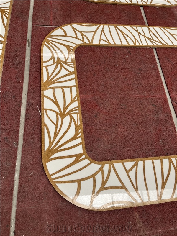 White Thassos With Yellow Marble Floor Border Medallion