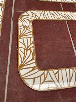 White Thassos With Yellow Marble Floor Border Medallion