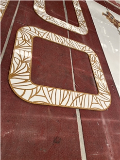 White Thassos With Yellow Marble Floor Border Medallion